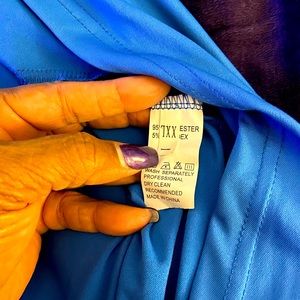 Long Evening dress Low V neck high split gathered waist. Royal Blue size XXL